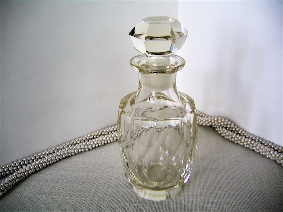 Antique Clear Crystal Perfume Bottle Vintage Clea… - image 2