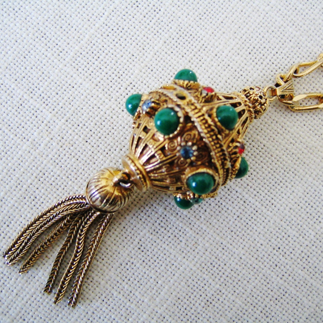 Vintage FLORENZA Pendant Vinaigrette NECKLACE Perfume Bottle Pendant