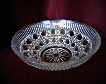 Vintage Clear Glass Bowl 7 1/4" PRESSED GLASS BOWL Wedding Bridal Gift