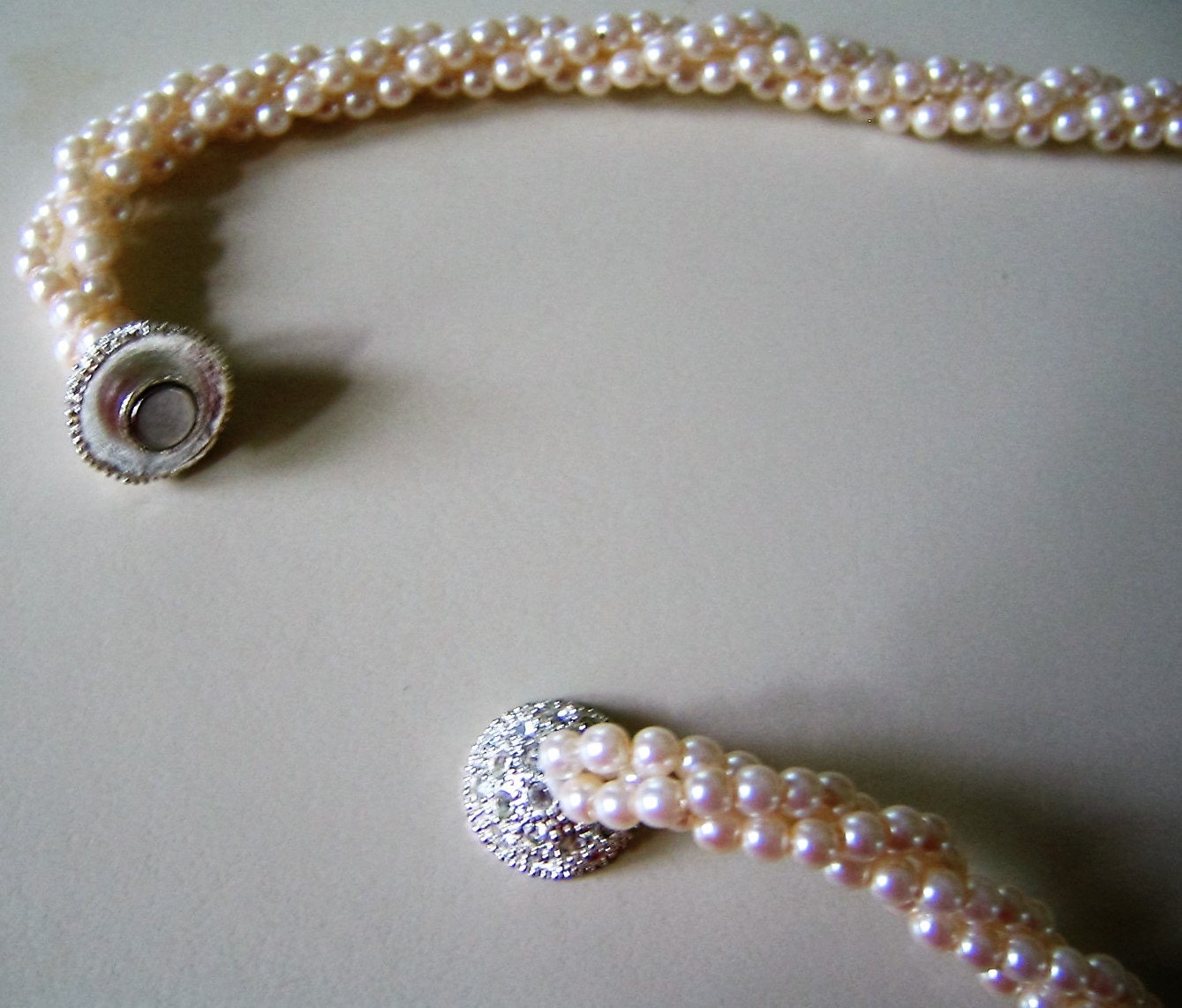 ROMAN PEARL NECKLACE w Rhinestone Crystal Pave' Clasp Etsy