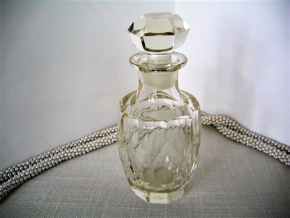Antique Clear Crystal Perfume Bottle Vintage Clea… - image 5