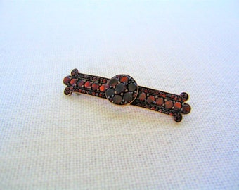 Antique BOHEMIAN GARNET Bar Pin or Brooch Vintage Victorian / Edwardian Era January Birthstone