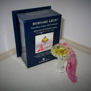 Vintage Borsari Arte BOUQUET DI VIOLETTE Mini Perfume 1890 w Box 5 ml., 0.17 oz. Miniature Perfume Bottle Collectible Gift