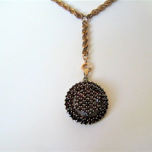Antique BOHEMIAN GARNET Pendant 1880s Vintage Round Pendant Victorian /Edwardian Era Jewelry Bridal Wedding Gift January Birthstone