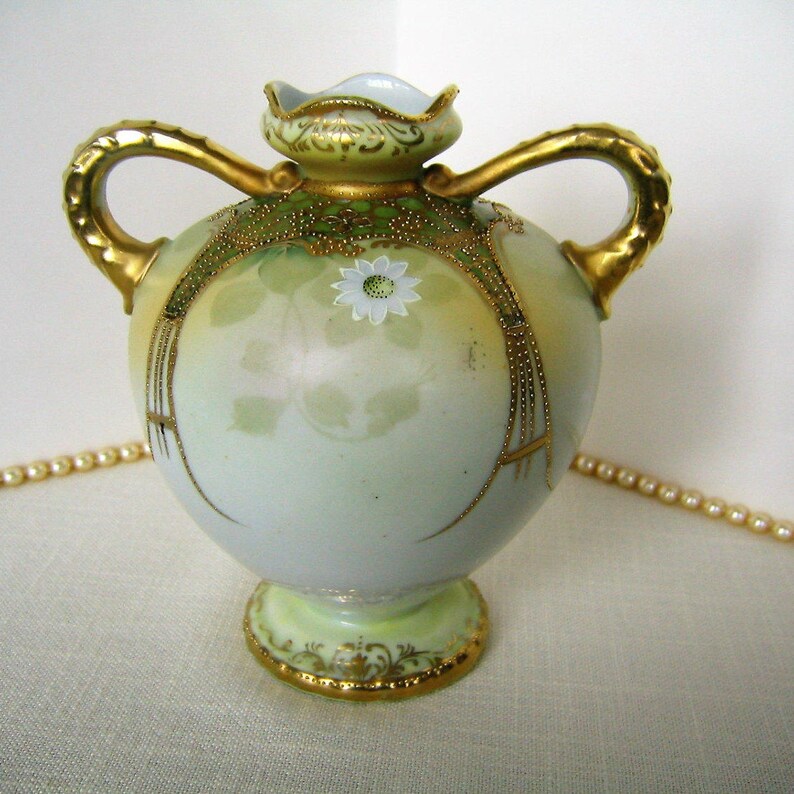 NIPPON PORCELAIN Ewer VASE or Urn 6 1/2inch Hand Painted Antique