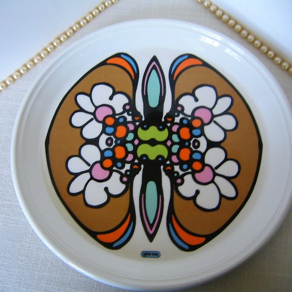 PETER MAX 10-inch Dinner Plate Vintage 1960s Butterfly Pattern Iroquois Plate Discontinued