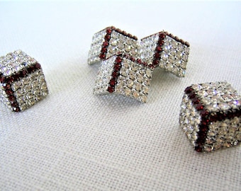 ART DECO Style Brooch Pin w Earrings Rhinestone Demi-Parure Clip-on Earrings Silver Tone Vintage Costume Jewelry Designer Jewelry Gift