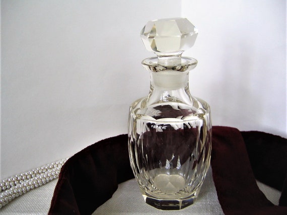 Antique Clear Crystal Perfume Bottle Vintage Clea… - image 1