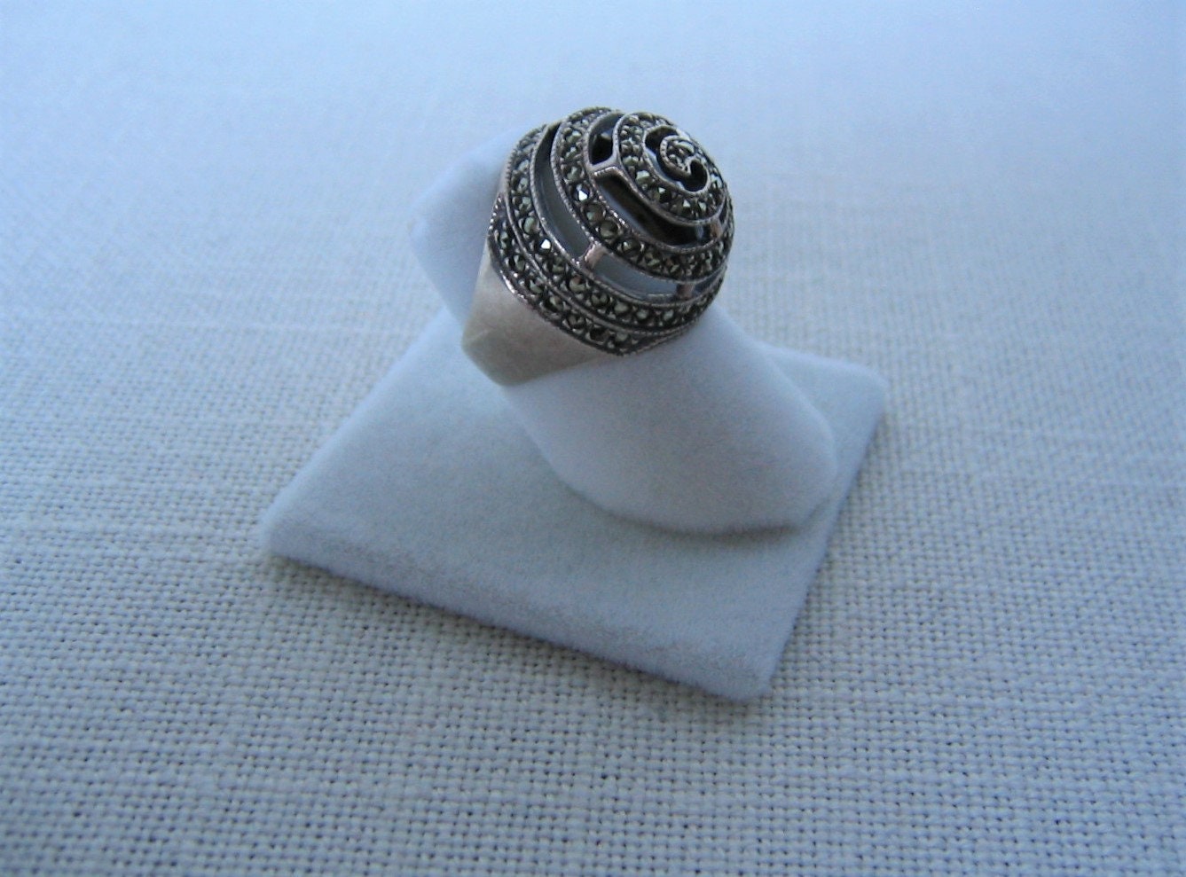 925 Sterling Silver Vintage Judith Jack Marcasite Gem