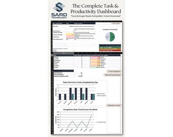Daily Task Tracker Spreadsheet | Excel Google Sheets Productivity Planner (Digital Download)