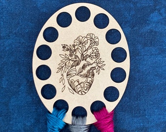 Floral Anatomical Heart Thread Keep / Thread Organizer