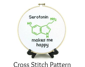 Serotonin Molecule Cross Stitch Pattern