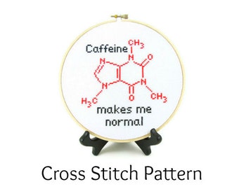 Caffeine Molecule Cross Stitch Pattern