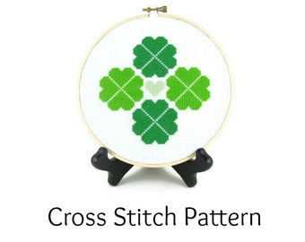 Shamrock Klavertje Vier St. Patrick's Day Cross Stitch Patroon