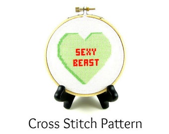 Conversation Heart - Sexy Beast Cross Stitch Pattern