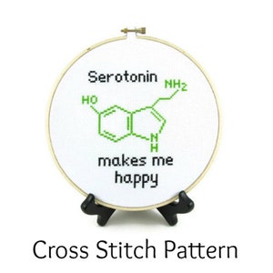 Molecule Cross Stitch Pattern Bundle Set Adrenaline, Caffeine, & Serotonin image 5