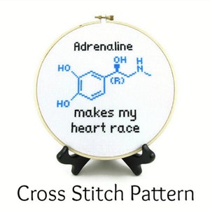 Molecule Cross Stitch Pattern Bundle Set Adrenaline, Caffeine, & Serotonin image 3