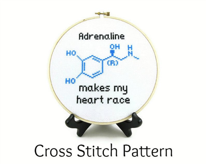 Molecule Cross Stitch Pattern Bundle Set Adrenaline, Caffeine, & Serotonin image 3