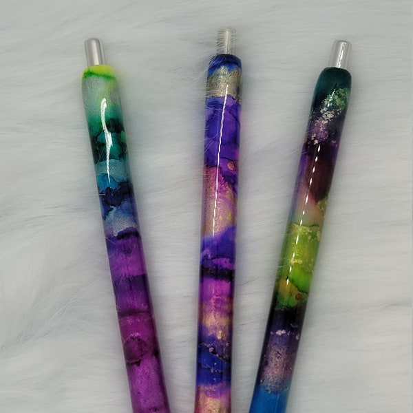 Alcohol Ink Watercolor gel pen, Custom Marble InkJoy Pen, Planner Accessories, Glam Office Supplies