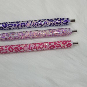 Custom Animal Print gel pen, Leopard Print, Cow Print, Refillable glitter gel pen, Planner Accessories image 9