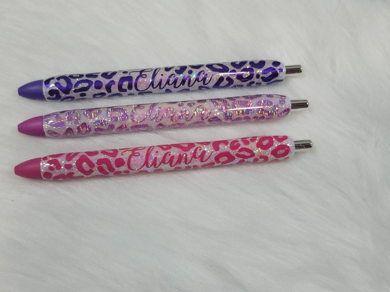 Custom Animal Print gel pen, Leopard Print, Cow Print, Refillable glitter gel pen, Planner Accessories image 9