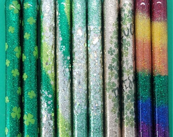 St. Patrick's Day, Glitter Gel Pens, Shamrock, Rainbow Pen, 10 dollar gift