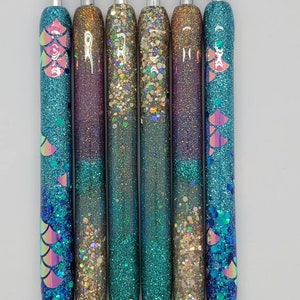 Custom Nautical Themed, Mermaid, Beach Sunset refillable Glitter Gel Pens, Planner Accessories