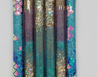 Custom Nautical Themed, Mermaid, Beach Sunset refillable Glitter Gel Pens, Planner Accessories