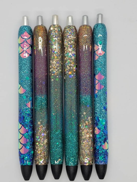 Custom Nautical Themed, Mermaid, Beach Sunset refillable Glitter Gel Pens, Planner Accessories