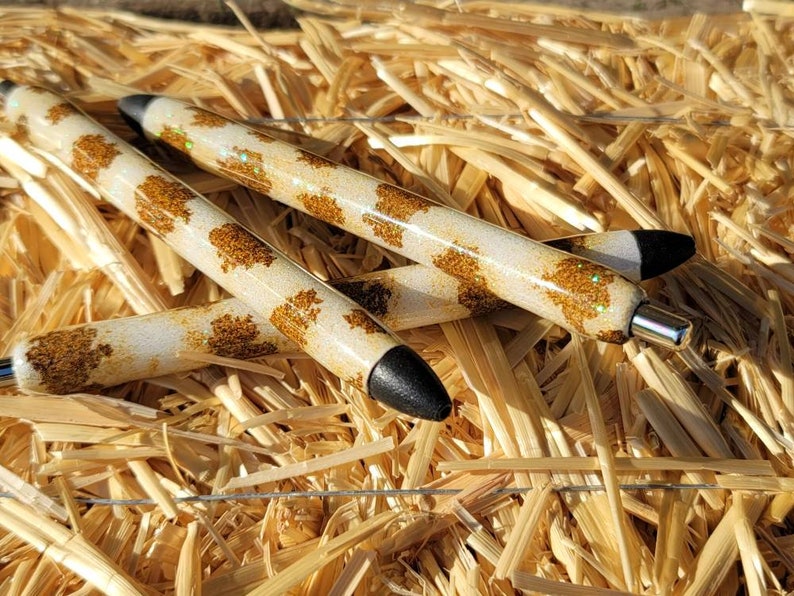 Custom Animal Print gel pen, Leopard Print, Cow Print, Refillable glitter gel pen, Planner Accessories image 4