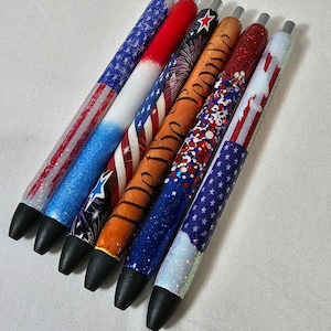 Patriotic pens, Independence Day gel pens, 4th of July Glitter Pen, American Flag Pen
