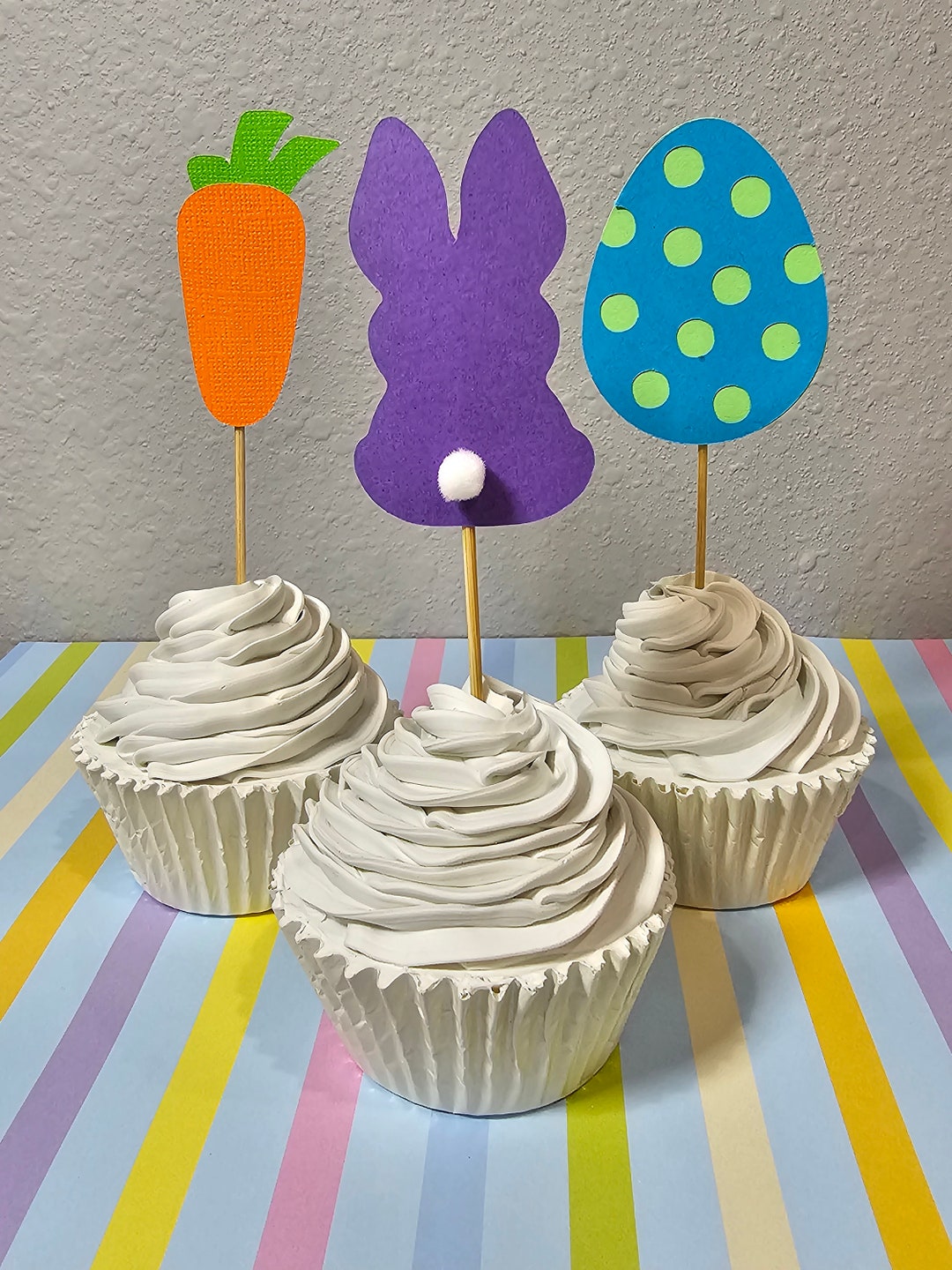 54Pcs Easter Cupcake Toppers - Glitter Bunny Decorations For Spring Parties & Baby Showers