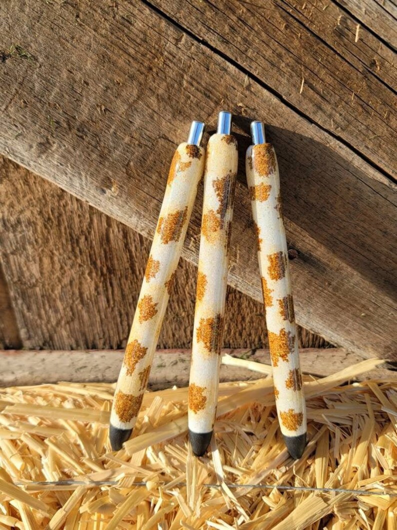 Custom Animal Print gel pen, Leopard Print, Cow Print, Refillable glitter gel pen, Planner Accessories image 3