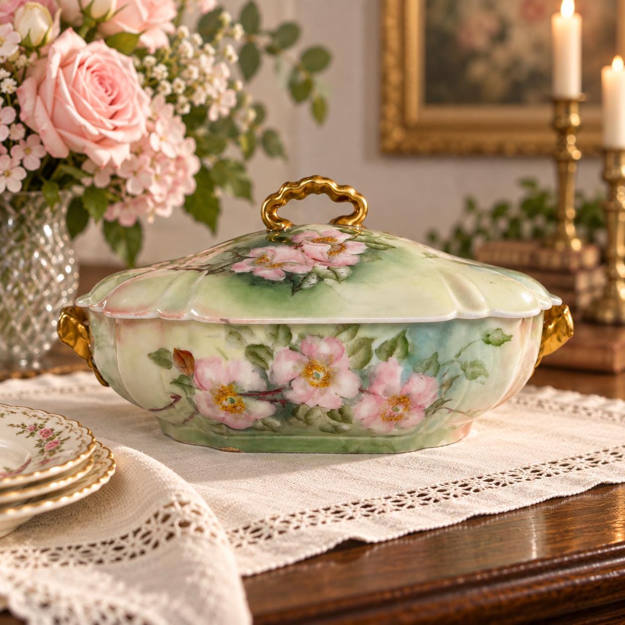Large Vintage Hand Painted Limoges Bowl - Etsy