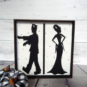 Frankenstein and his Bride bathroom sign | Halloween bathroom decor | Halloween bathroom sign | Frankenstein and his bride sign | Halloween