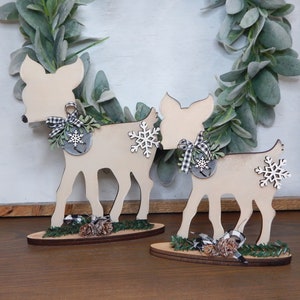 Wood Deer decor for Winter and Christmas, Reindeer decor, Reindeer mantle decor, Reindeer table decor, Reindeer shelf decor, Winter table