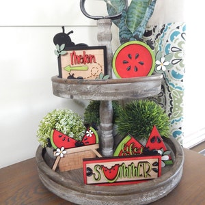 Summer Watermelon tiered tray set