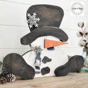 Winter Snowman Shelf Sitter | Wood Snowman Winter Decor | Christmas Snowman