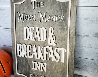 Personalized Dead and Breakfast Halloween Sign or door hanger, Halloween decor, Halloween door decor, Halloween sign for home, Spooky decor