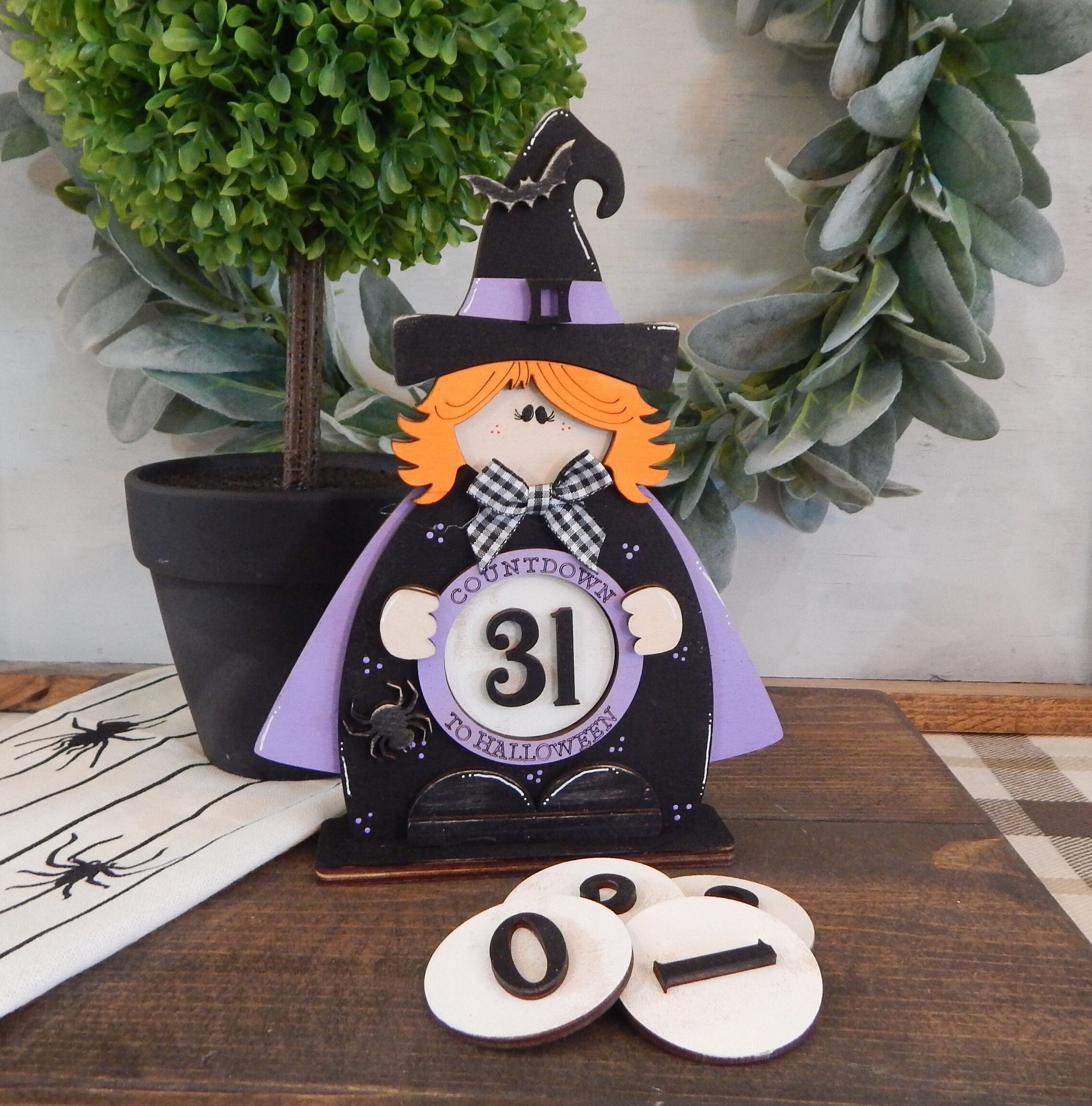 Witch countdown to Halloween home decor
