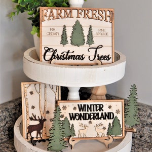 Winter Wonderland Tiered Tray Decor Set, Christmas Signs bild 4