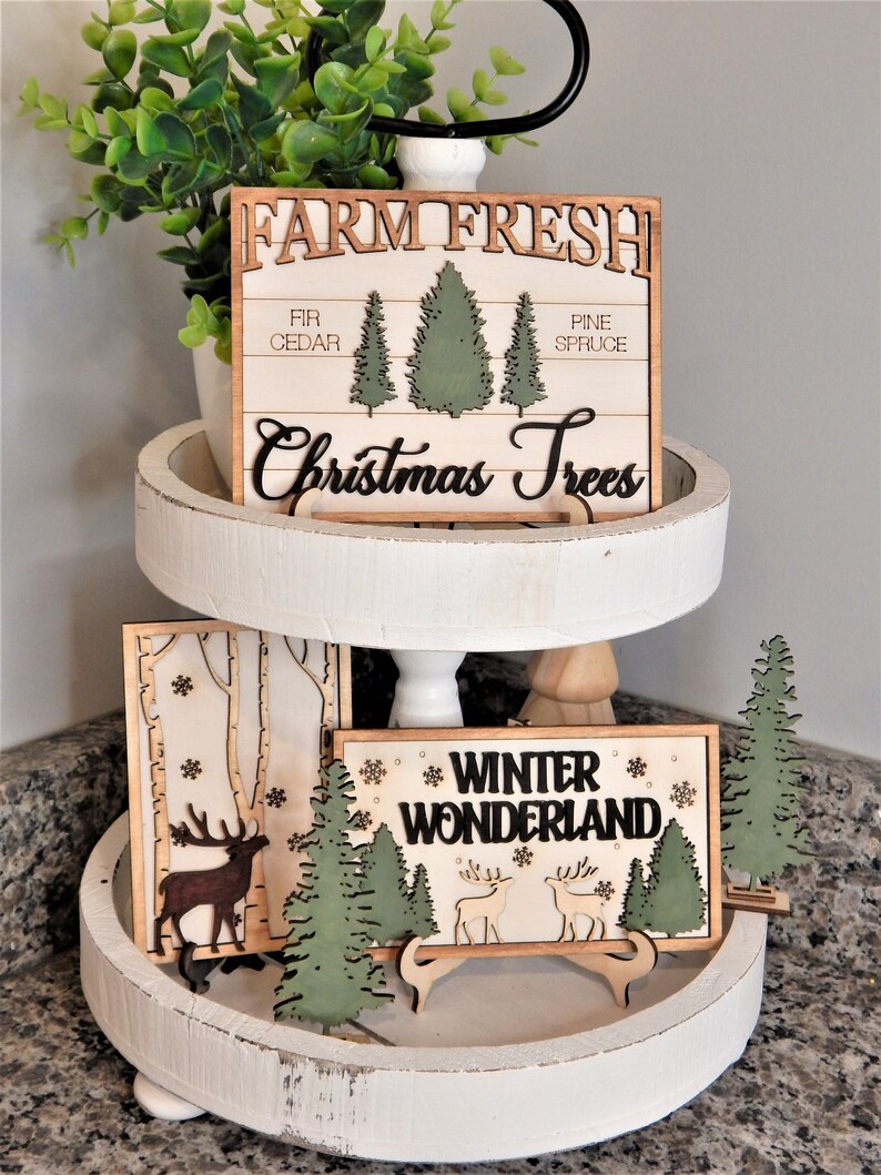Winter Wonderland Tiered Tray Decor Set, Christmas Signs bild 4