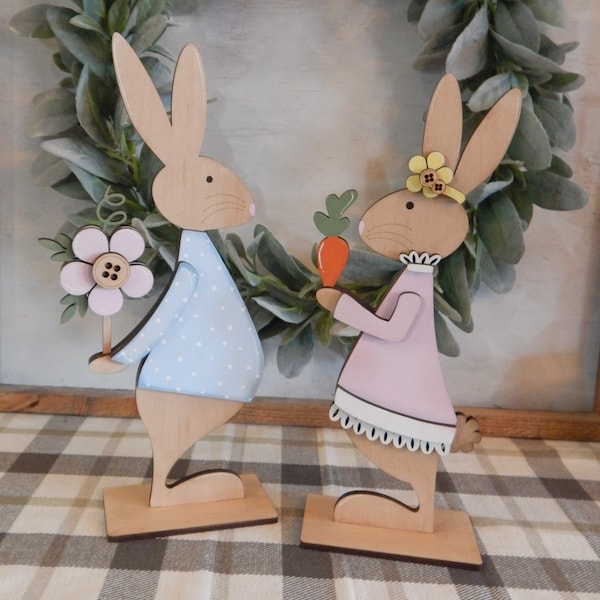 Easter bunny Mr. and Mrs. Wood Decor, Easter and Spring Decor