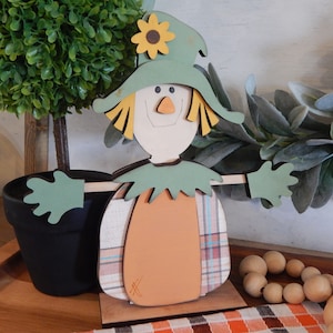 Fall wood scarecrow, Fall mantle decor, Fall coffee bar decor, Scarecrow decor, Halloween scarecrow decor, Halloween tiered tray decor, fall