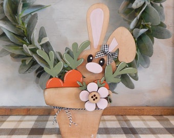 Wood Spring and Easter bunny home decor
