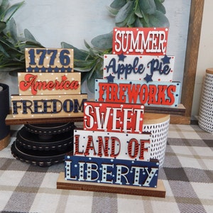 Patriotic 4th of July word stackers, 4th of July decor for the home