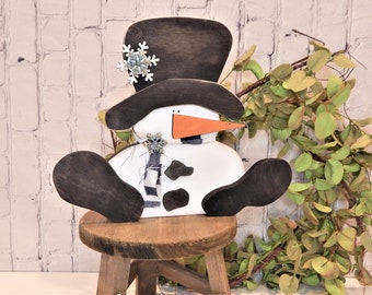 Chunky Wood Snowman, Winter Table Decor (8x6)
