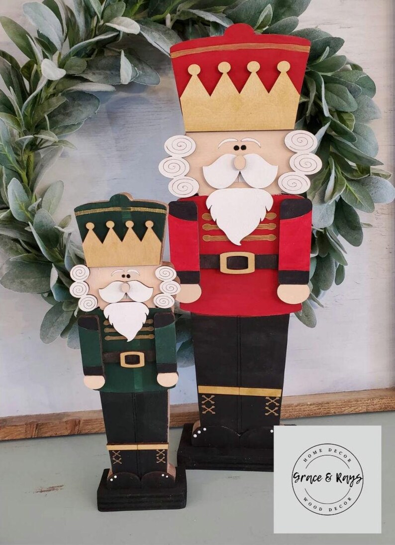Wood Nutcracker mantle, or table Christmas decor, Christmas decor for mantle, Wood Christmas decor, Nutcracker decor image 3