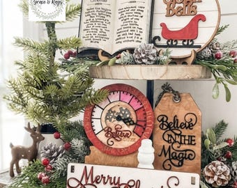 Juego de bandejas navideñas de varios niveles, Paseos en trineo, Medidor de fe