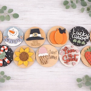 Interchangeable Seasonal Wood Inserts for 3" Frames, Layered 3D Designs